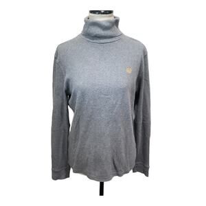 Lauren by Ralph Lauren Gray Turtleneck Green Crest Icon Long Sleeve Shirt